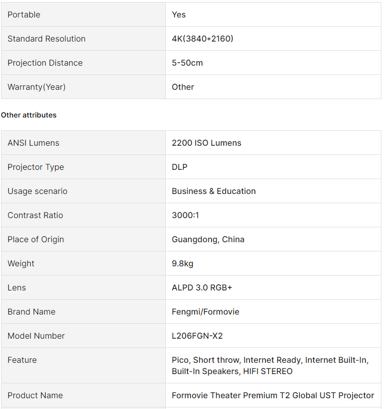 Demo Mosaic Immersive Short Throw Projector 150" Display 4K UHD Indoor