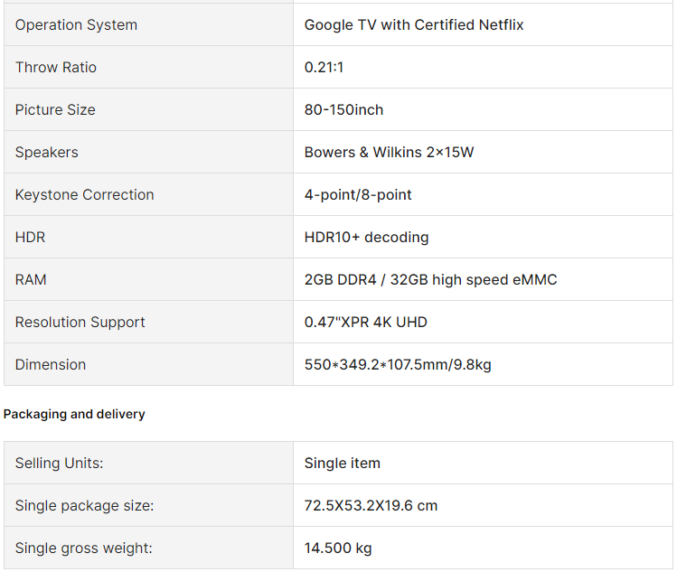 Demo Mosaic Immersive Short Throw Projector 150" Display 4K UHD Indoor